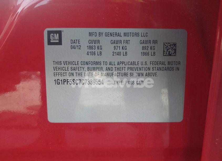 Photo 9 of 2012 Chevrolet Cruze 1LT (VIN 1G1PF5SC7C7339554)