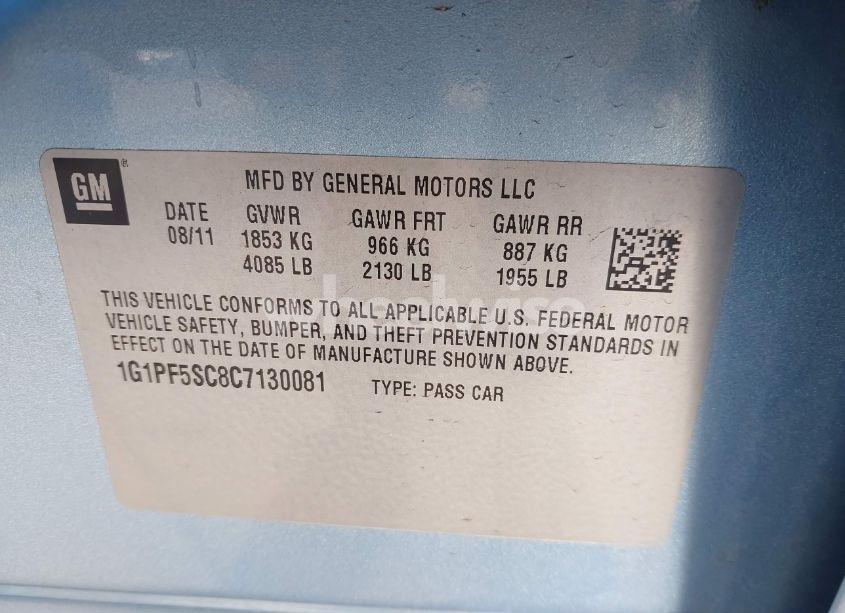 Photo 9 of 2012 Chevrolet Cruze 1LT (VIN 1G1PF5SC8C7130081)