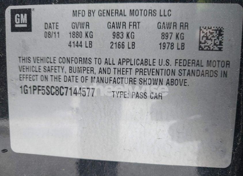 Photo 9 of 2012 Chevrolet Cruze 1LT (VIN 1G1PF5SC8C7144577)