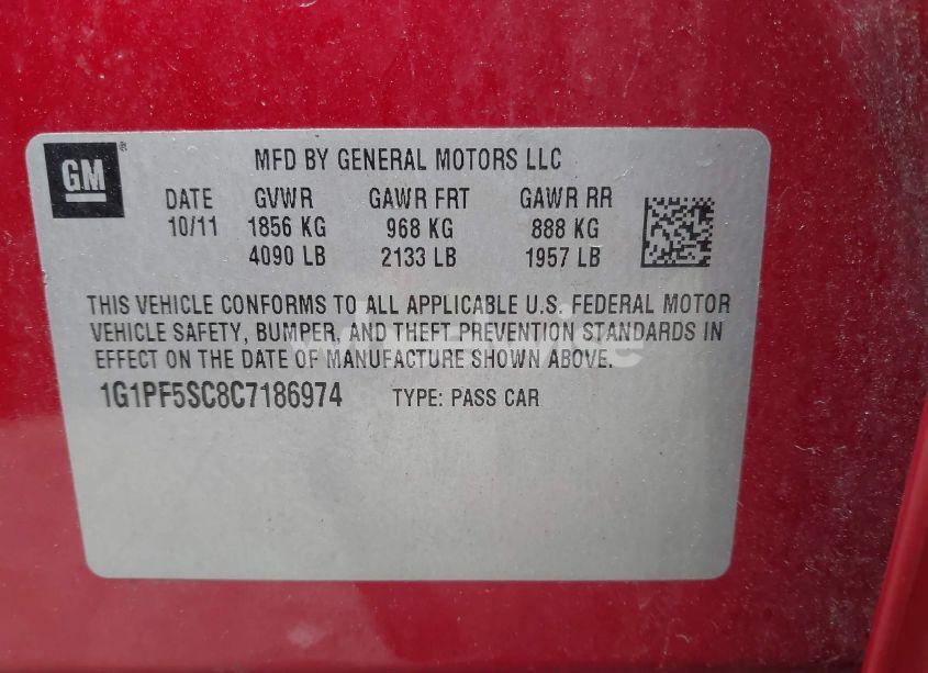 Photo 9 of 2012 Chevrolet Cruze 1LT (VIN 1G1PF5SC8C7186974)