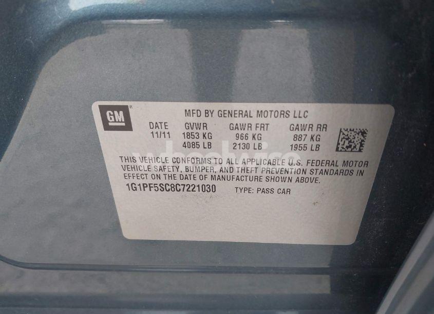 Photo 9 of 2012 Chevrolet Cruze 1LT (VIN 1G1PF5SC8C7221030)