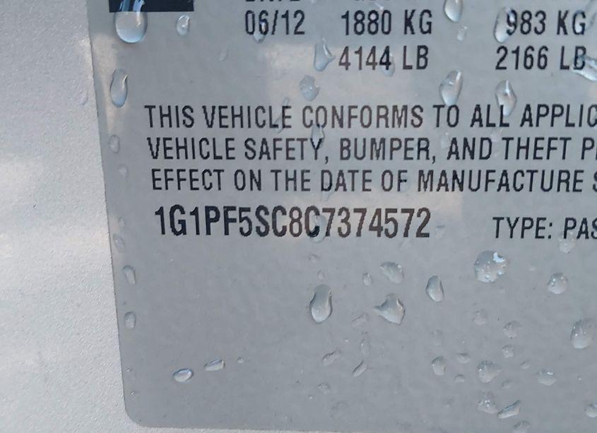 Photo 9 of 2012 Chevrolet Cruze 1LT (VIN 1G1PF5SC8C7374572)