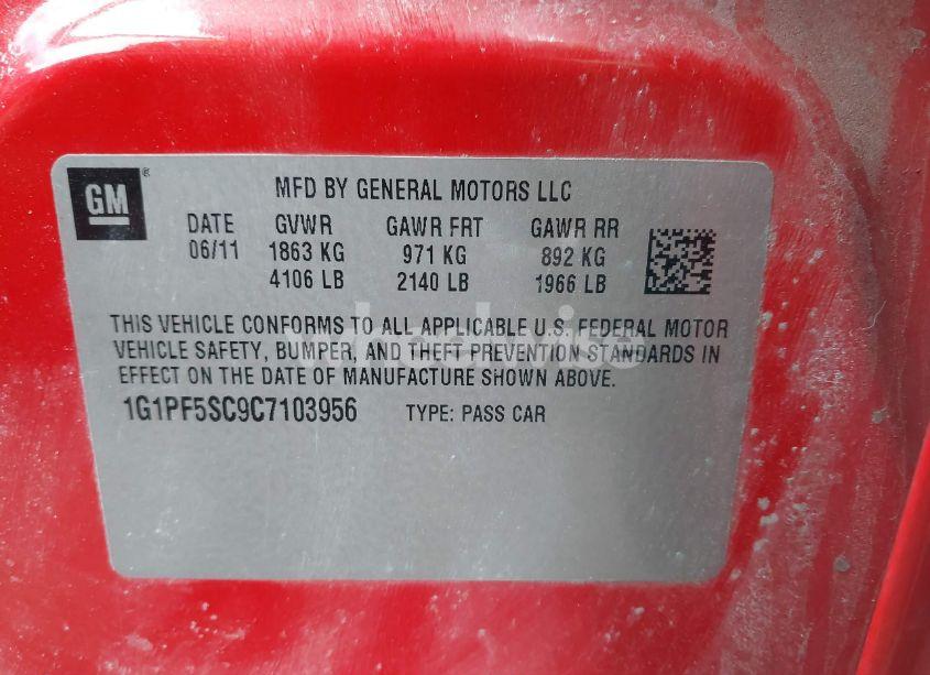 Photo 9 of 2012 Chevrolet Cruze 1LT (VIN 1G1PF5SC9C7103956)