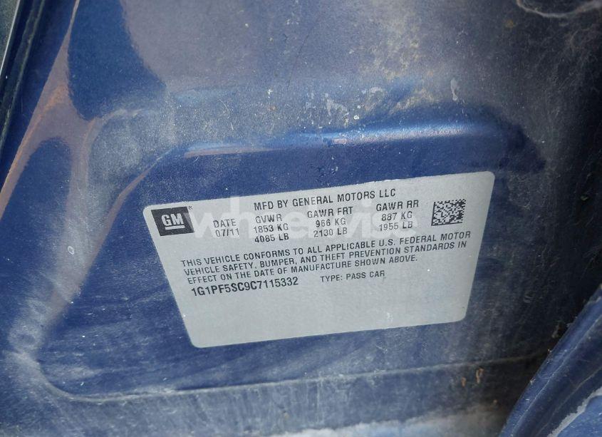 Photo 9 of 2012 Chevrolet Cruze 1LT (VIN 1G1PF5SC9C7115332)
