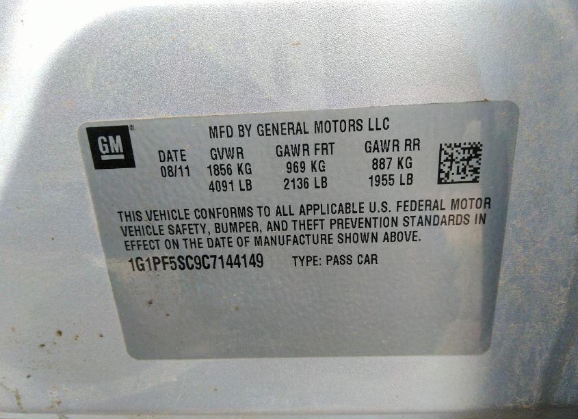 Photo 9 of 2012 Chevrolet Cruze 1LT (VIN 1G1PF5SC9C7144149)