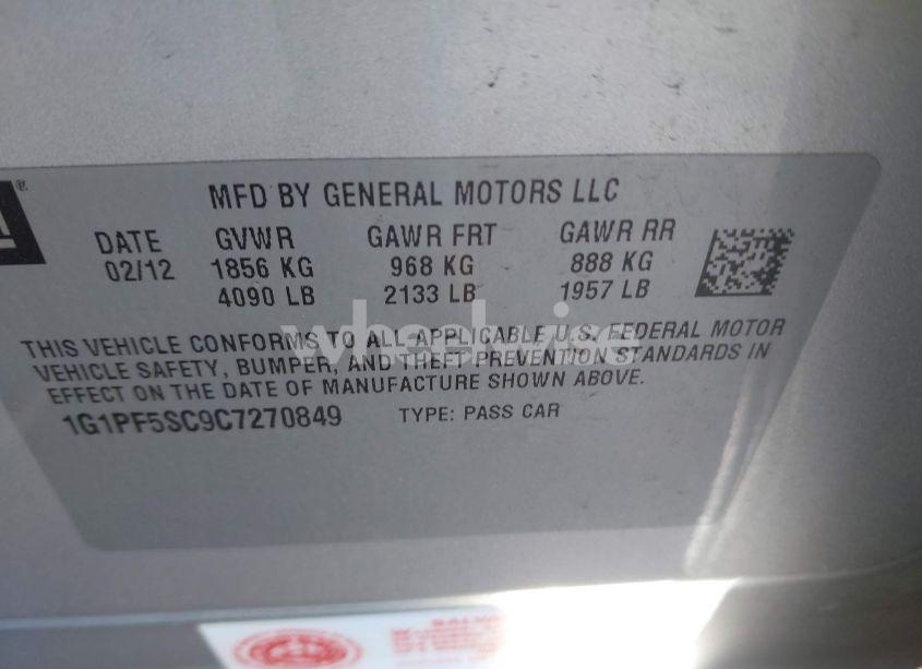 Photo 9 of 2012 Chevrolet Cruze 1LT (VIN 1G1PF5SC9C7270849)