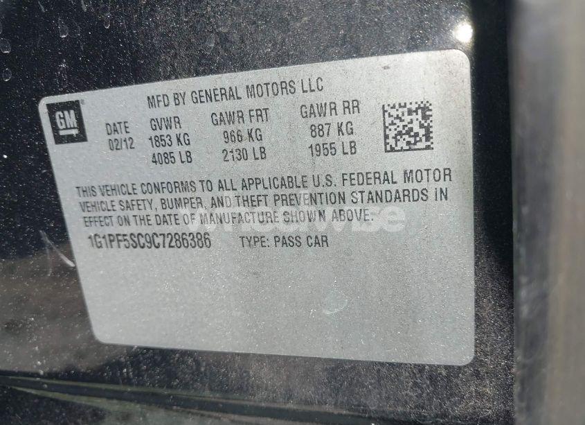 Photo 9 of 2012 Chevrolet Cruze 1LT (VIN 1G1PF5SC9C7286386)