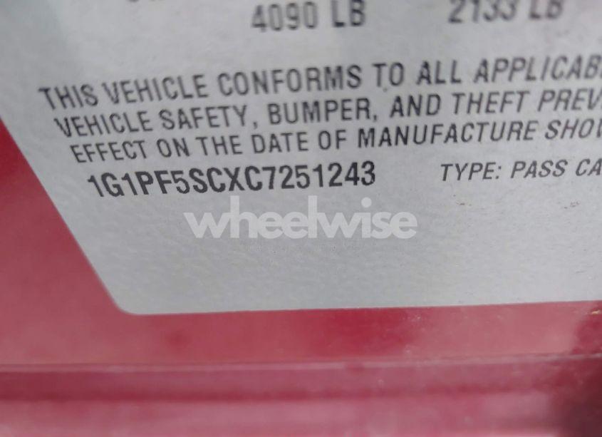 Photo 9 of 2012 Chevrolet Cruze 1LT (VIN 1G1PF5SCXC7251243)
