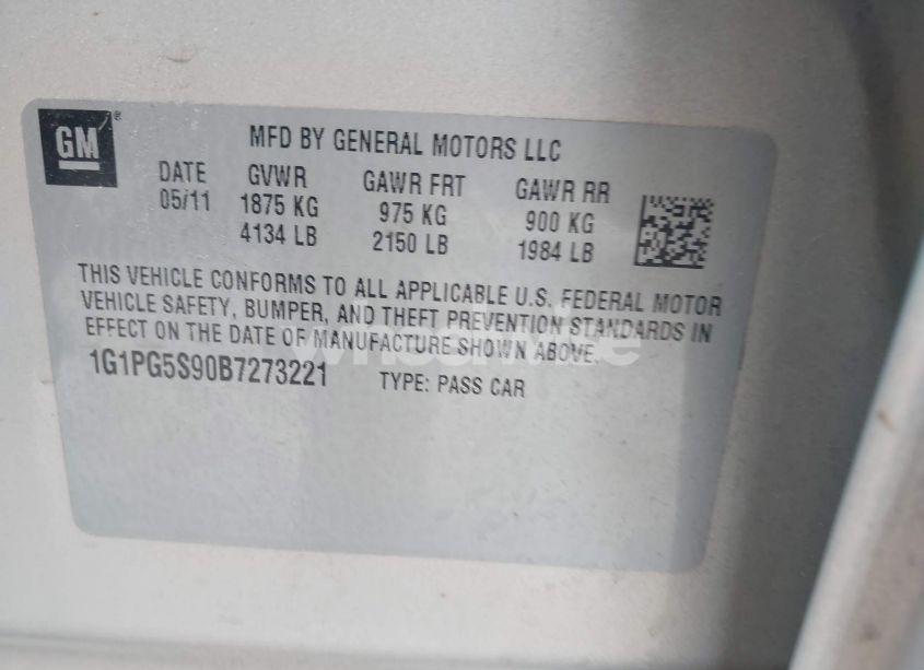 Photo 9 of 2011 Chevrolet Cruze 2LT (VIN 1G1PG5S90B7273221)