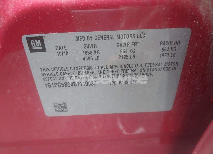 Photo 9 of 2011 Chevrolet Cruze 2LT (VIN 1G1PG5S94B7119935)