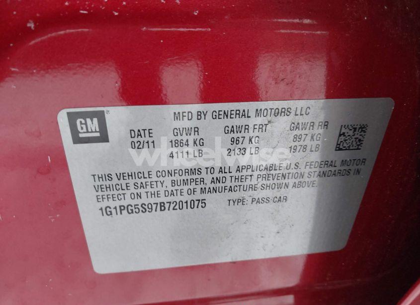 Photo 9 of 2011 Chevrolet Cruze 2LT (VIN 1G1PG5S97B7201075)