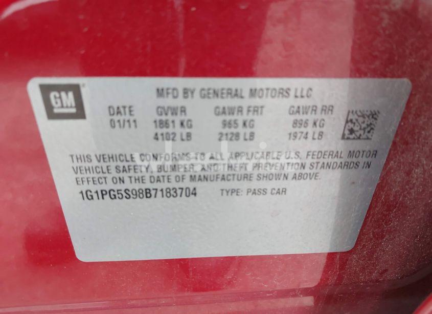 Photo 9 of 2011 Chevrolet Cruze 2LT (VIN 1G1PG5S98B7183704)