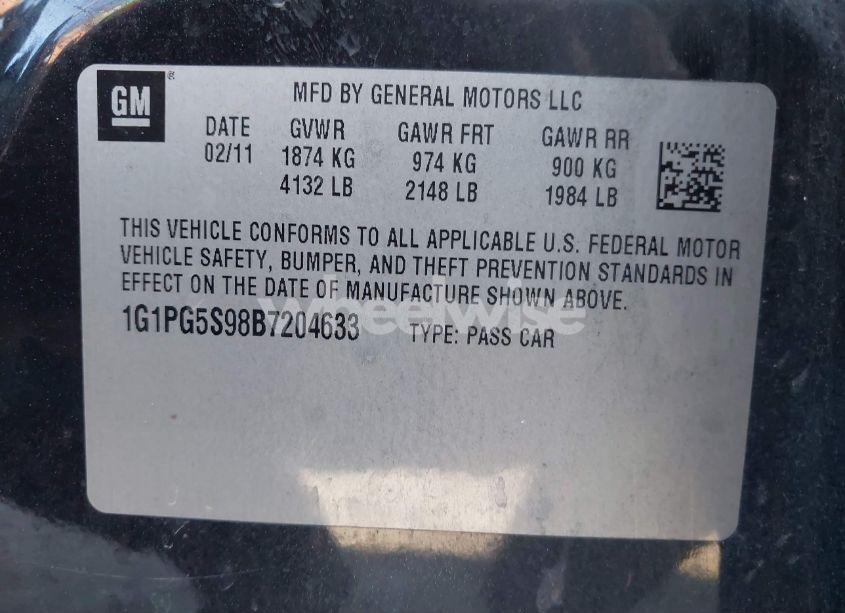 Photo 9 of 2011 Chevrolet Cruze 2LT (VIN 1G1PG5S98B7204633)