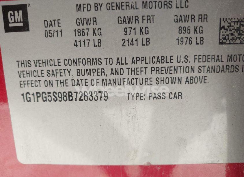 Photo 9 of 2011 Chevrolet Cruze 2LT (VIN 1G1PG5S98B7283379)