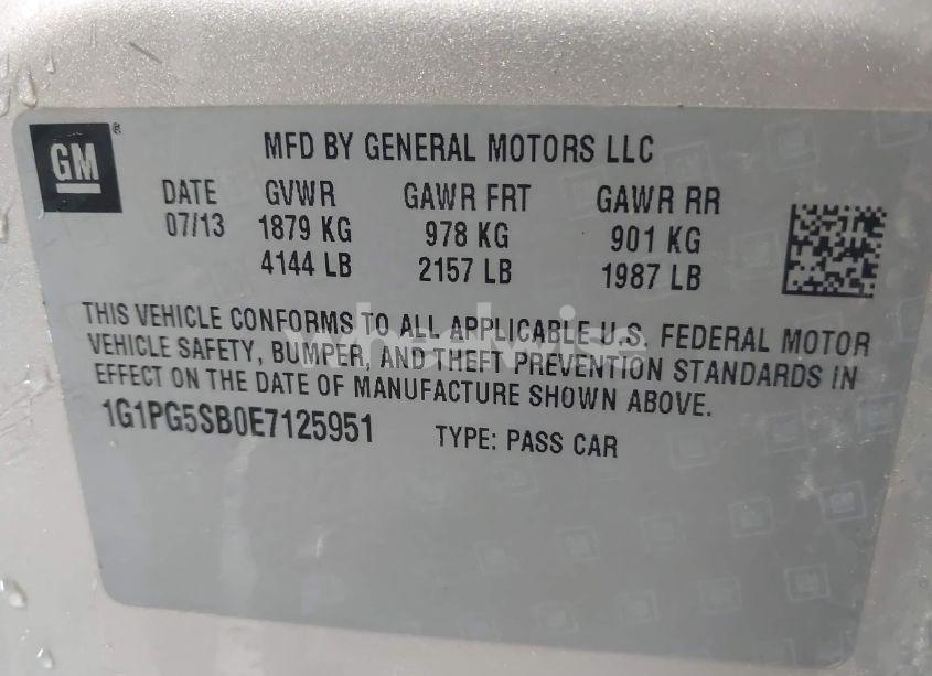 Photo 9 of 2014 Chevrolet Cruze LTZ (VIN 1G1PG5SB0E7125951)