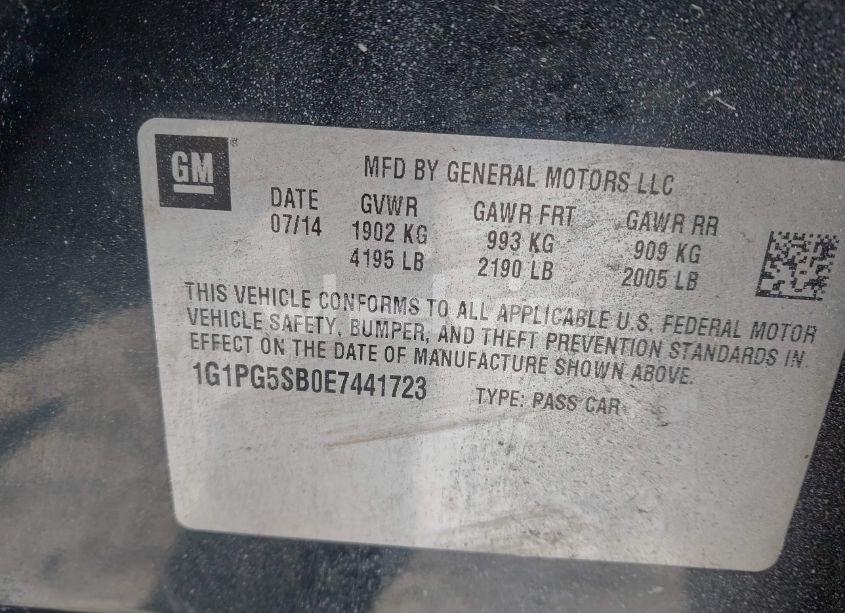 Photo 9 of 2014 Chevrolet Cruze LTZ (VIN 1G1PG5SB0E7441723)