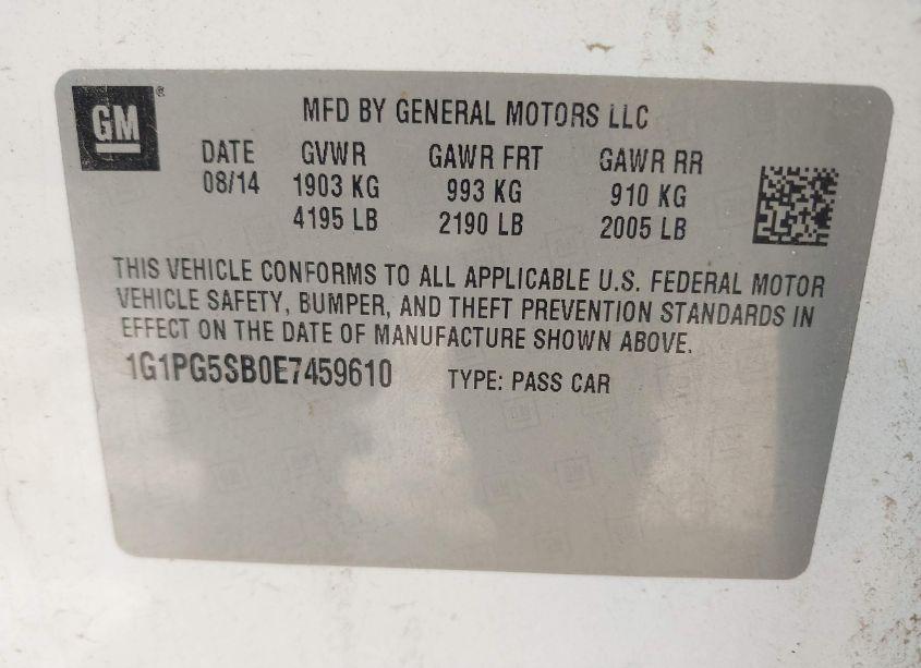 Photo 9 of 2014 Chevrolet Cruze LTZ (VIN 1G1PG5SB0E7459610)