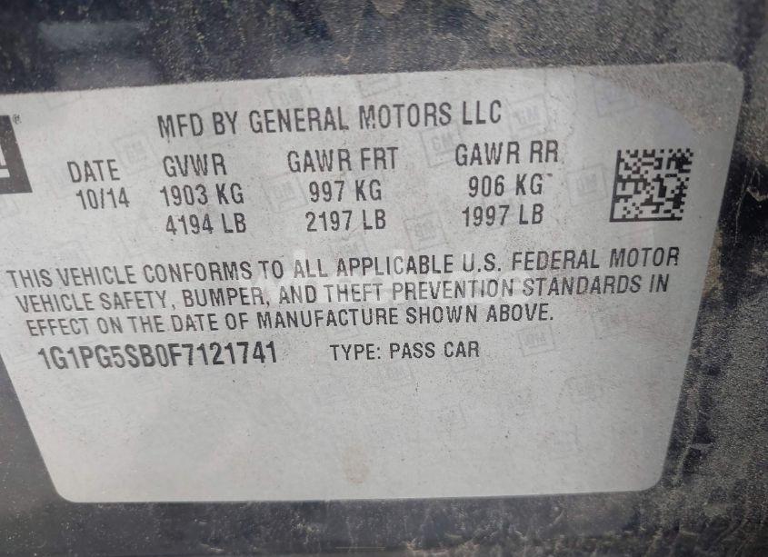 Photo 9 of 2015 Chevrolet Cruze LTZ (VIN 1G1PG5SB0F7121741)