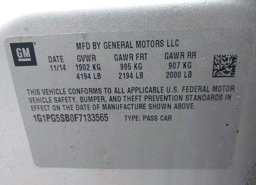 Photo 9 of 2015 Chevrolet Cruze LTZ (VIN 1G1PG5SB0F7133565)