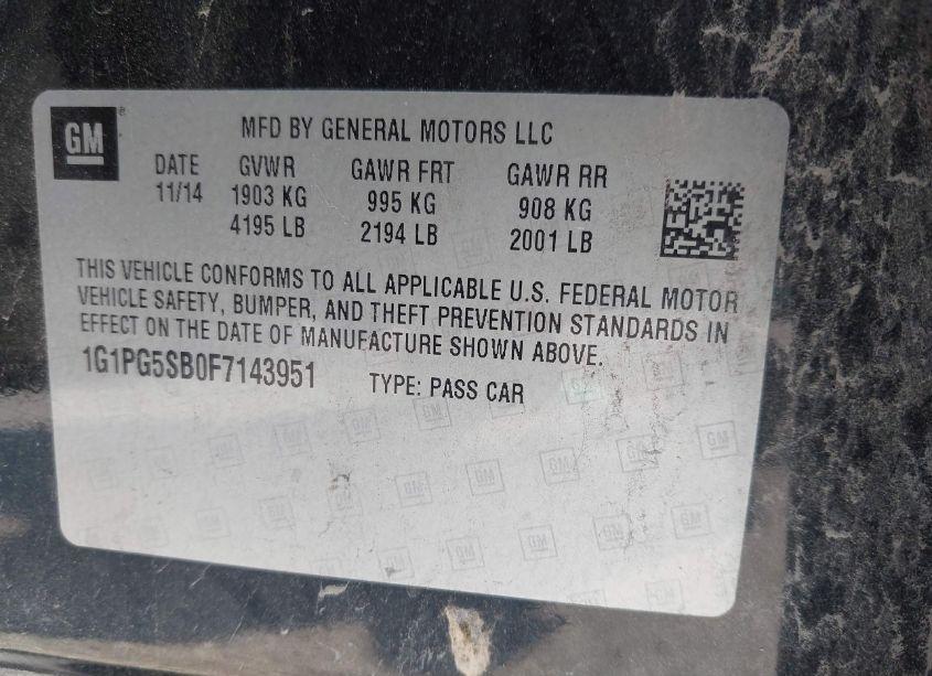 Photo 9 of 2015 Chevrolet Cruze LTZ (VIN 1G1PG5SB0F7143951)