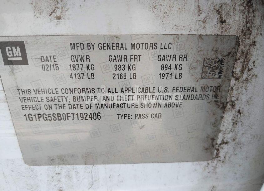 Photo 9 of 2015 Chevrolet Cruze LTZ (VIN 1G1PG5SB0F7192406)