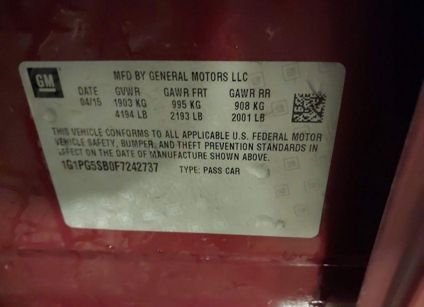 Photo 9 of 2015 Chevrolet Cruze LTZ (VIN 1G1PG5SB0F7242737)