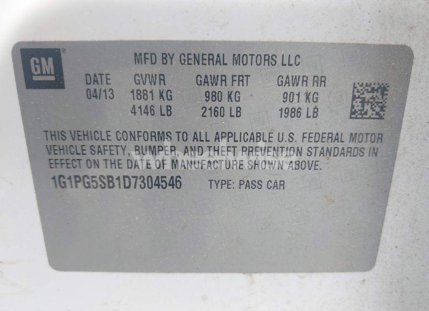 Photo 9 of 2013 Chevrolet Cruze LTZ (VIN 1G1PG5SB1D7304546)