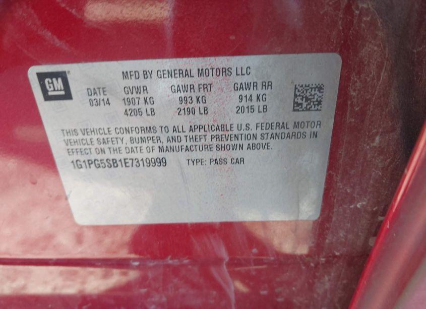 Photo 9 of 2014 Chevrolet Cruze LTZ (VIN 1G1PG5SB1E7319999)