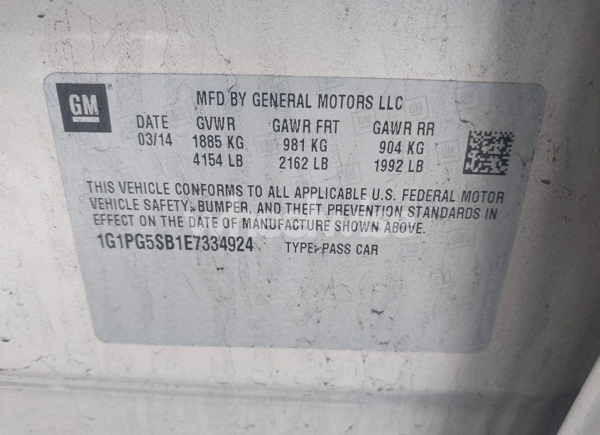 Photo 9 of 2014 Chevrolet Cruze LTZ (VIN 1G1PG5SB1E7334924)