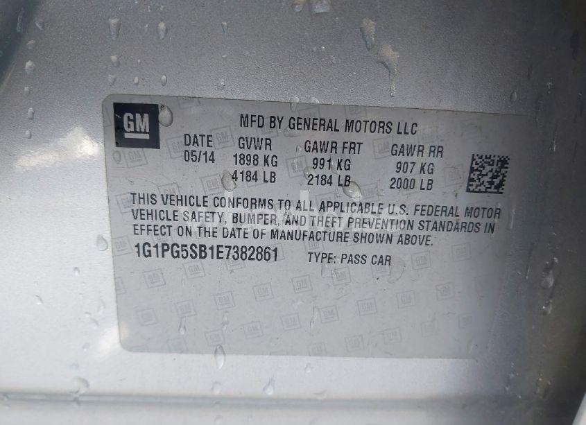 Photo 9 of 2014 Chevrolet Cruze LTZ (VIN 1G1PG5SB1E7382861)