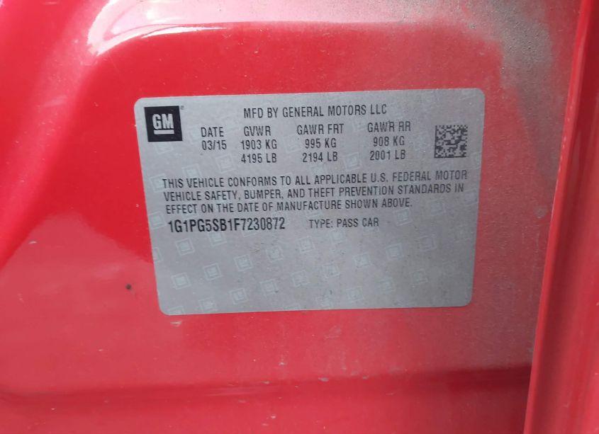 Photo 9 of 2015 Chevrolet Cruze LTZ (VIN 1G1PG5SB1F7230872)