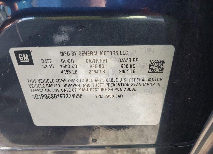 Photo 9 of 2015 Chevrolet Cruze LTZ (VIN 1G1PG5SB1F7234856)