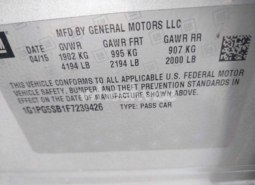 Photo 9 of 2015 Chevrolet Cruze LTZ (VIN 1G1PG5SB1F7239426)