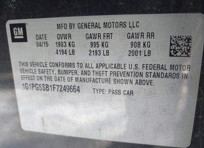 Photo 9 of 2015 Chevrolet Cruze LTZ (VIN 1G1PG5SB1F7249664)