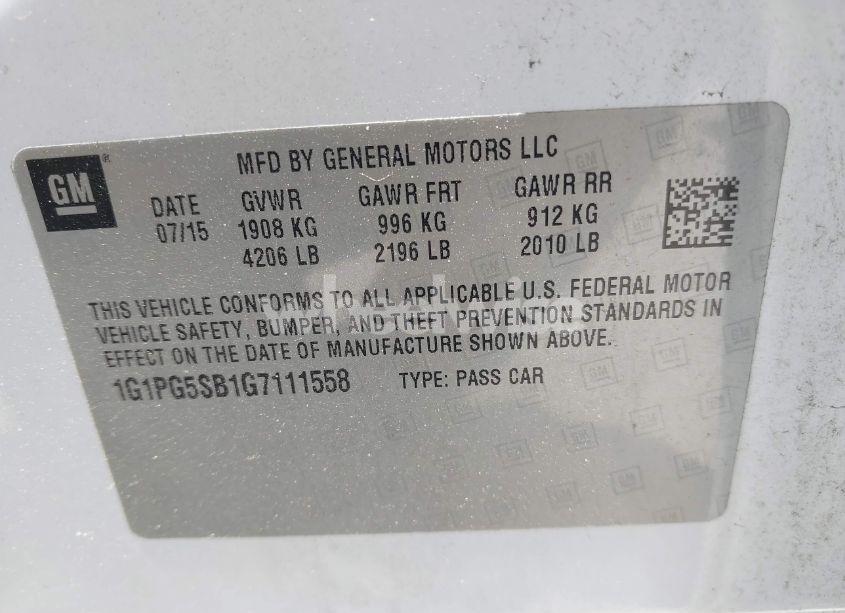 Photo 9 of 2016 Chevrolet Cruze LIMITED LTZ AUTO (VIN 1G1PG5SB1G7111558)