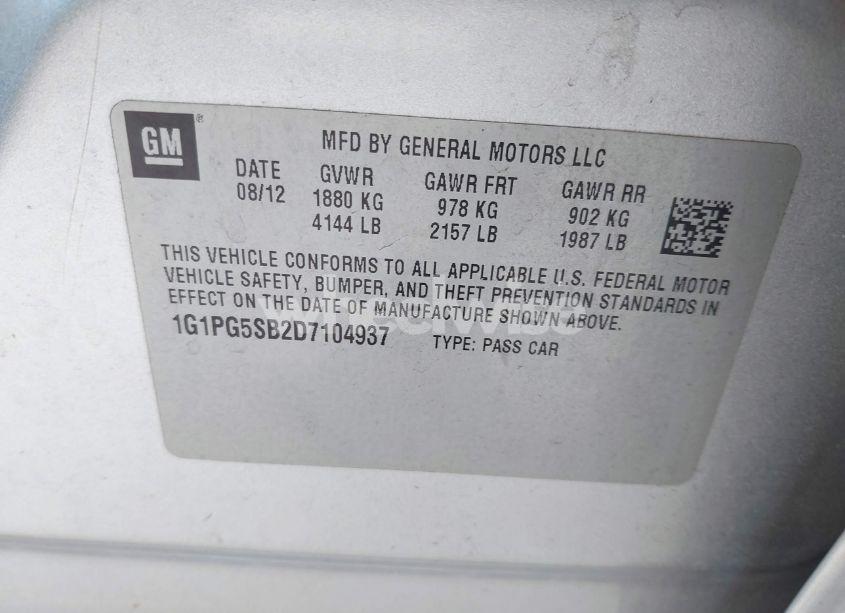 Photo 9 of 2013 Chevrolet Cruze LTZ (VIN 1G1PG5SB2D7104937)