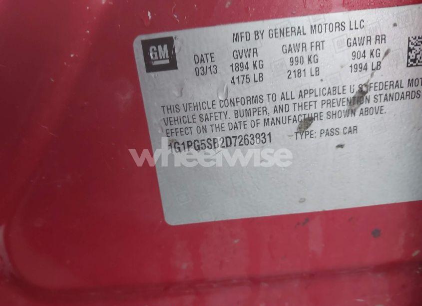 Photo 9 of 2013 Chevrolet Cruze LTZ (VIN 1G1PG5SB2D7263831)