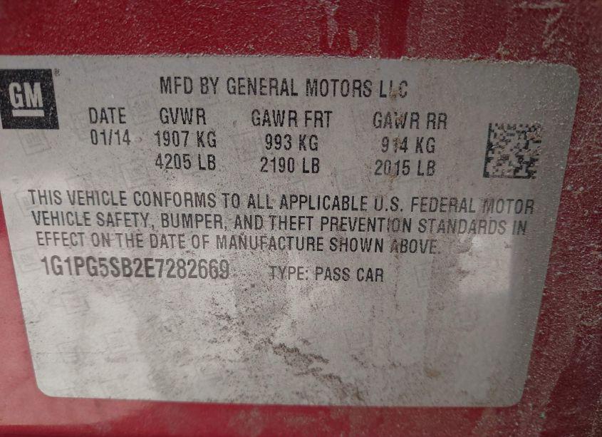 Photo 9 of 2014 Chevrolet Cruze LTZ (VIN 1G1PG5SB2E7282669)