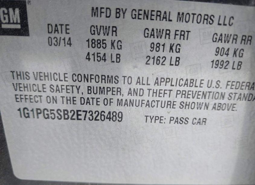 Photo 9 of 2014 Chevrolet Cruze LTZ (VIN 1G1PG5SB2E7326489)