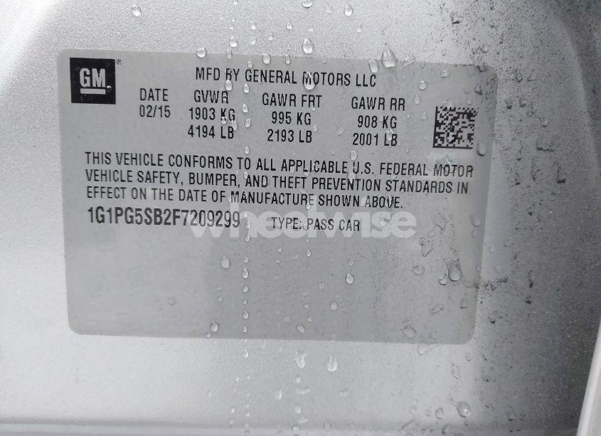 Photo 9 of 2015 Chevrolet Cruze LTZ (VIN 1G1PG5SB2F7209299)