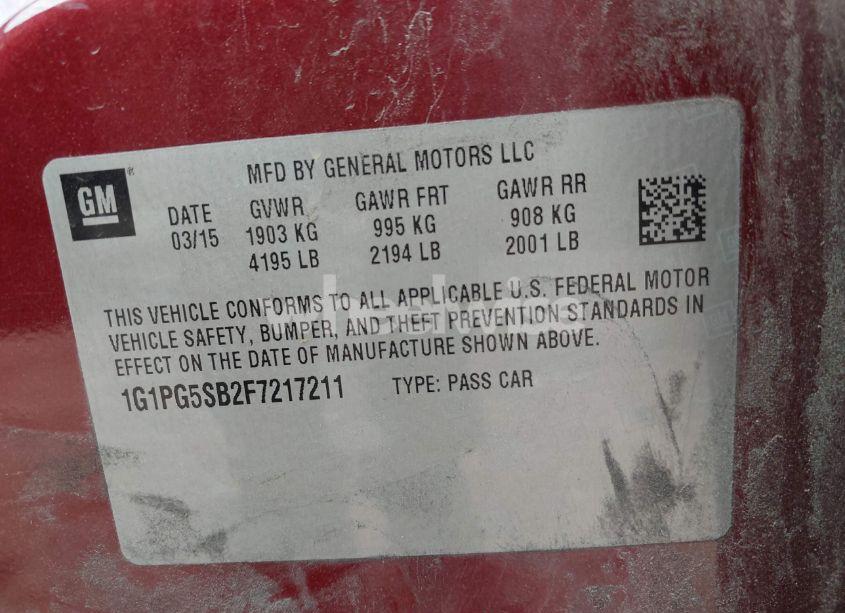 Photo 9 of 2015 Chevrolet Cruze LTZ (VIN 1G1PG5SB2F7217211)