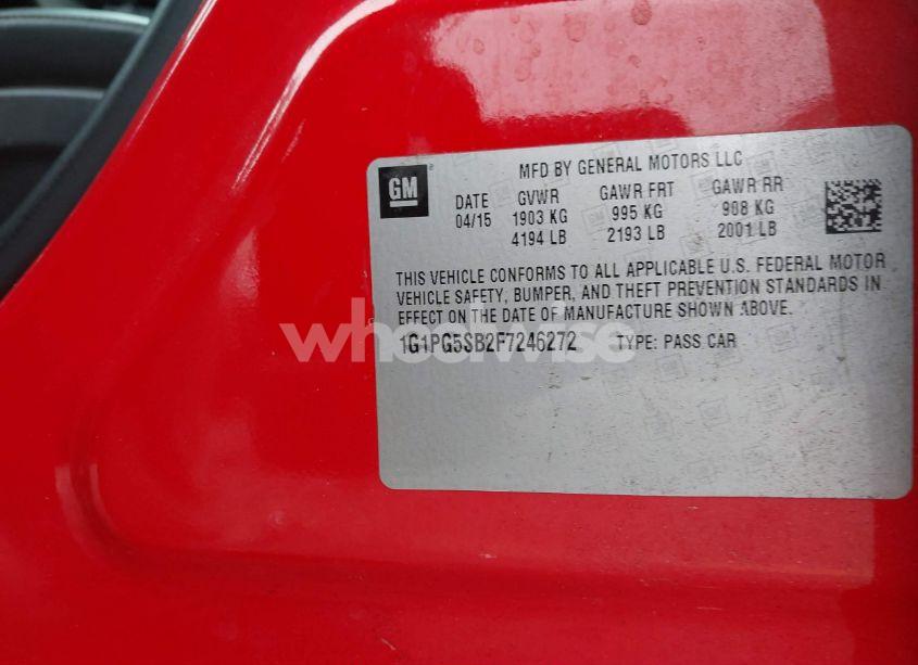 Photo 9 of 2015 Chevrolet Cruze LTZ (VIN 1G1PG5SB2F7246272)