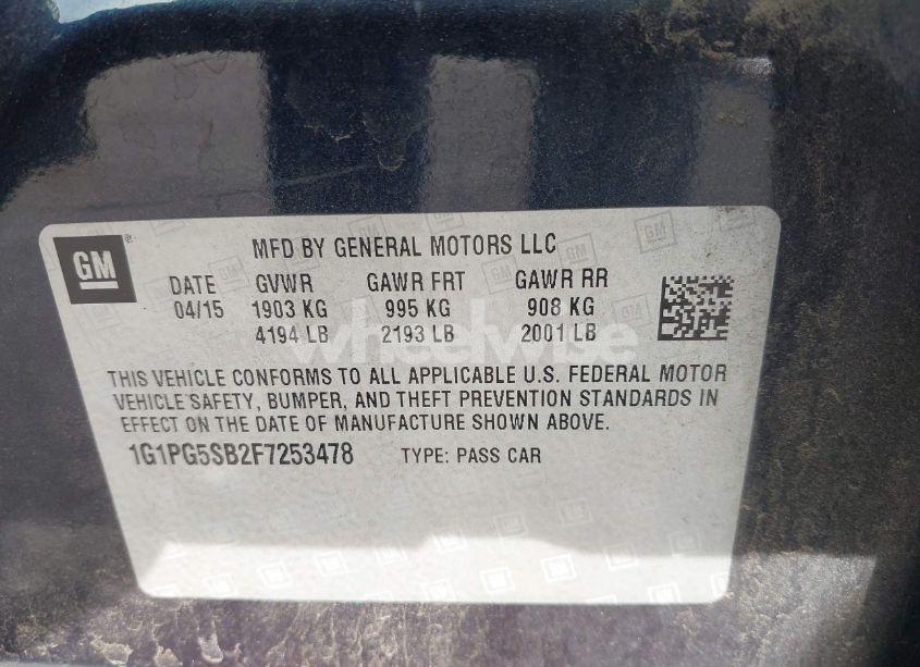 Photo 9 of 2015 Chevrolet Cruze LTZ (VIN 1G1PG5SB2F7253478)