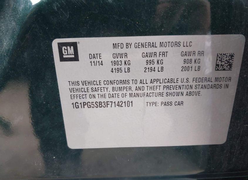 Photo 9 of 2015 Chevrolet Cruze LTZ (VIN 1G1PG5SB3F7142101)