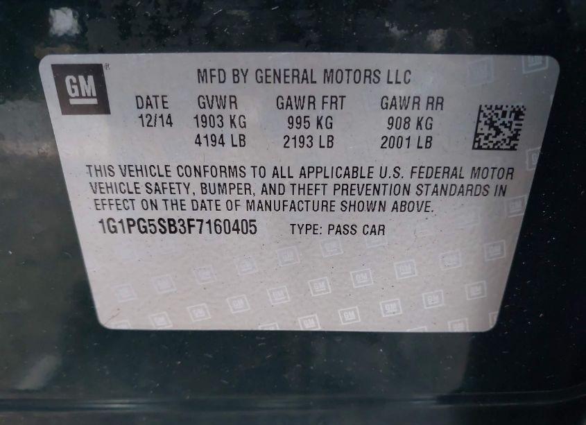 Photo 9 of 2015 Chevrolet Cruze LTZ (VIN 1G1PG5SB3F7160405)