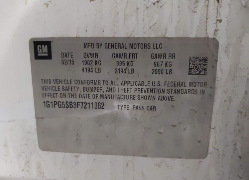 Photo 9 of 2015 Chevrolet Cruze LTZ (VIN 1G1PG5SB3F7211062)