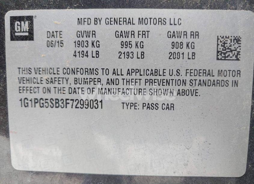 Photo 9 of 2015 Chevrolet Cruze LTZ (VIN 1G1PG5SB3F7299031)