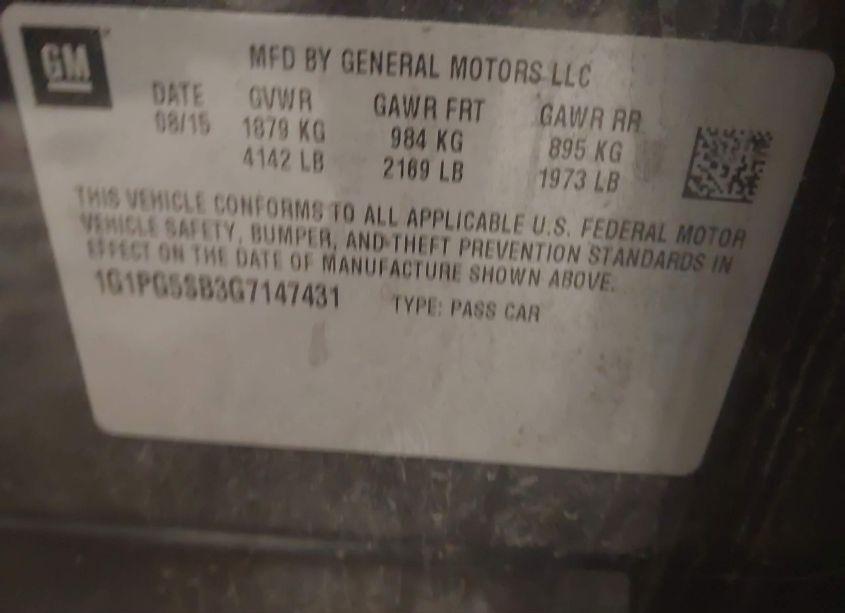 Photo 9 of 2016 Chevrolet Cruze LIMITED LTZ AUTO (VIN 1G1PG5SB3G7147431)