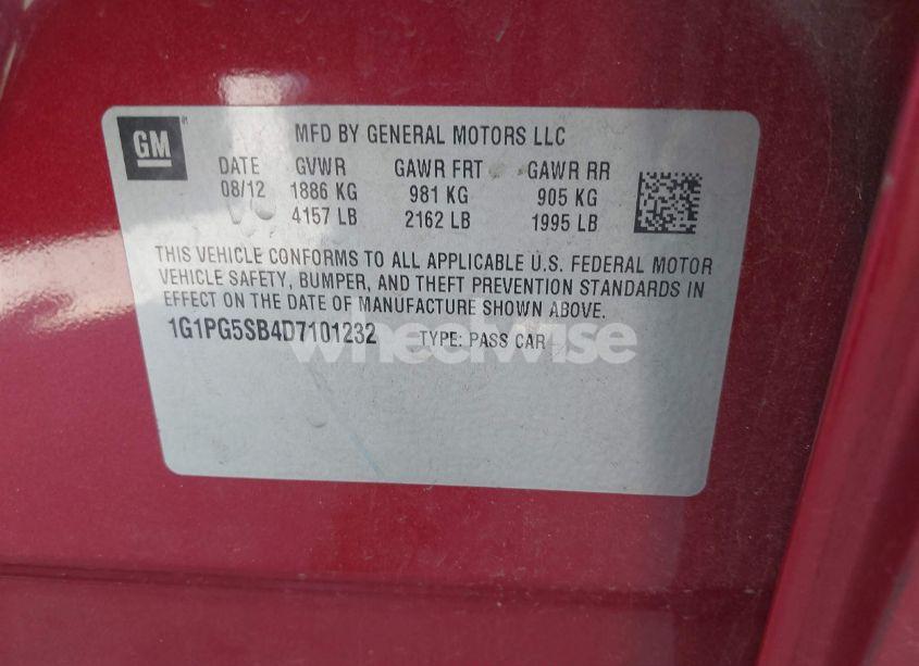 Photo 9 of 2013 Chevrolet Cruze LTZ (VIN 1G1PG5SB4D7101232)