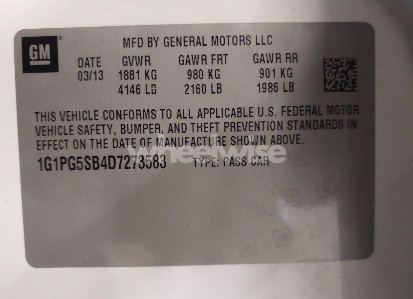 Photo 9 of 2013 Chevrolet Cruze LTZ (VIN 1G1PG5SB4D7273583)